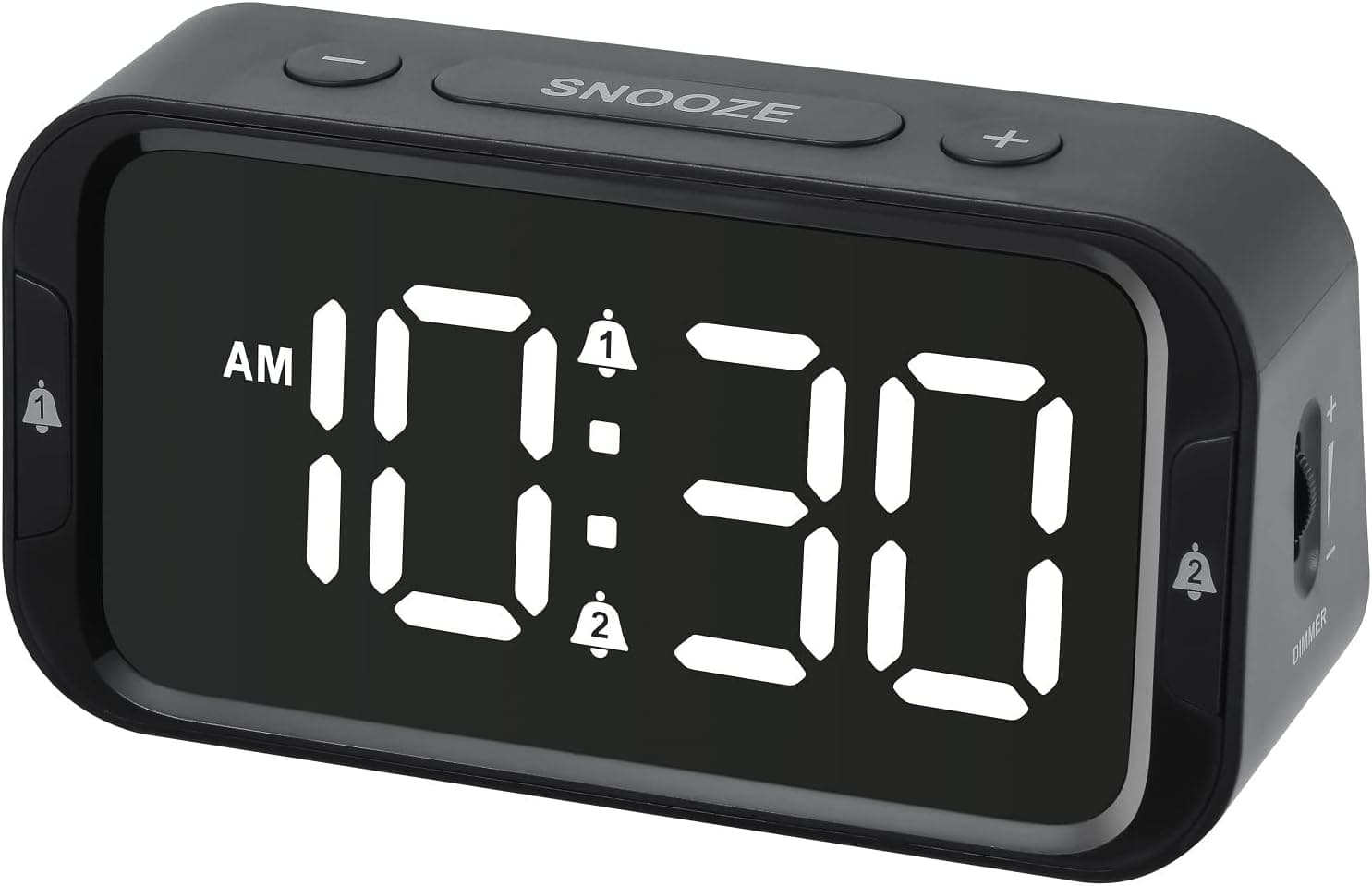 Searon Alarm Clock for Bedroom - Digital Desk Clock for Kids Dimmable LED Display, Dual Loud Alarms, Programmable Snooze, 12/24H, DC 5V/1A USB Port Charger - 5.6 x 2 x 2.8 Inches