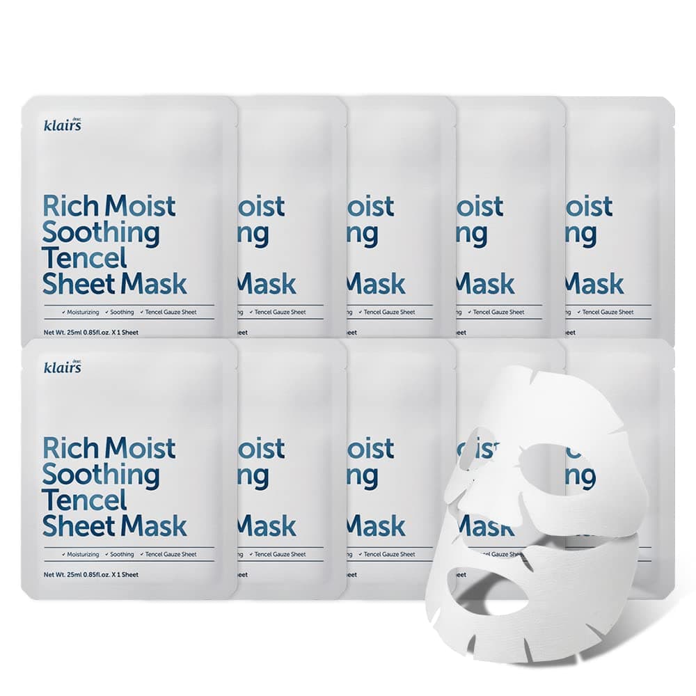 [DearKlairs] Rich Moist Soothing Tencel Sheet Mask 25ml 10 sheets, Mask full of moisturizing nutrients
