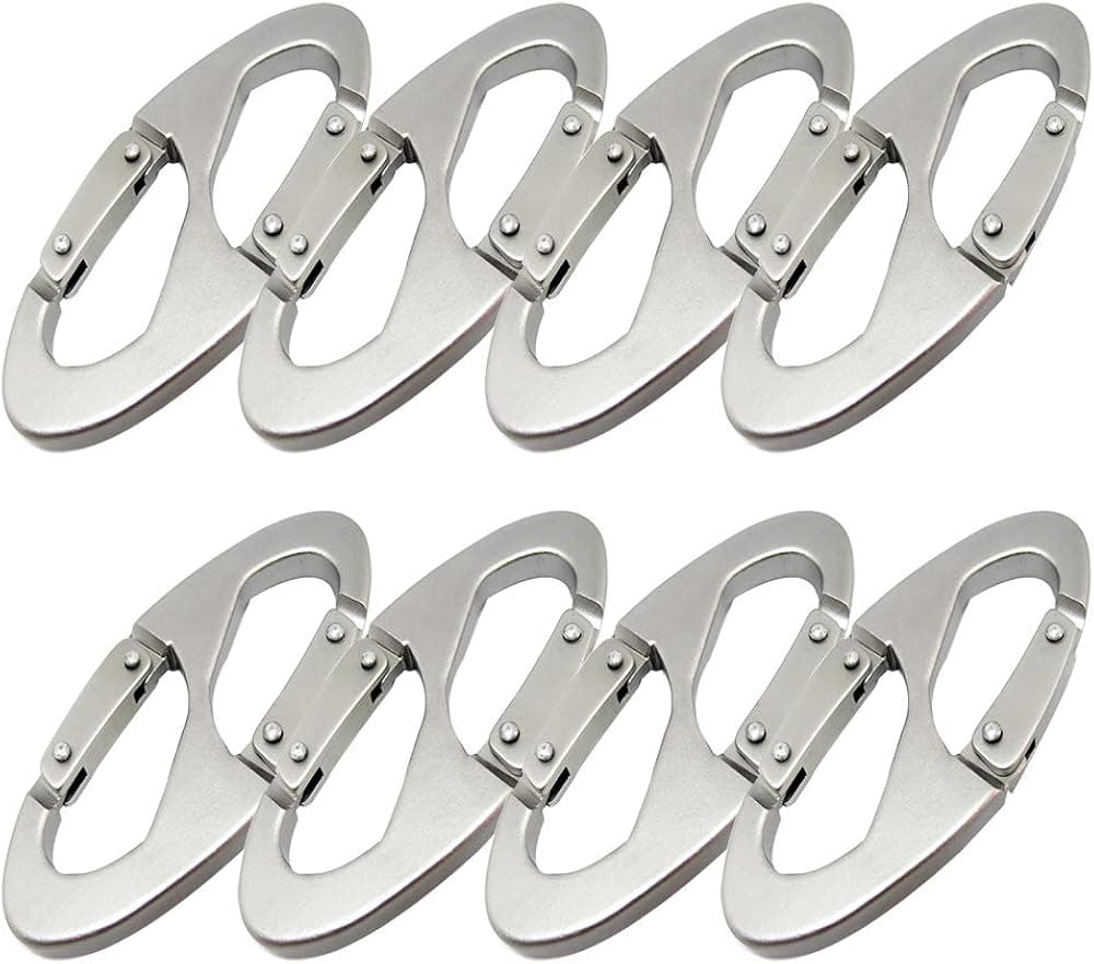 Bytiyar 8 PCS Aluminium Alloy Dual Carabiners Clip Double-gated Slidelock Buckle Keychain Tool, Silver Black Red