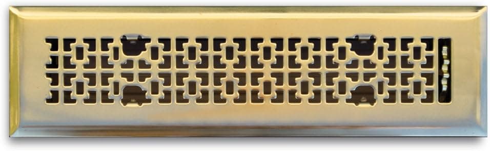 Truaire C166-VPB 02X12(Duct Opening Measurements) Decorative Floor Grille 2-Inch by 12-Inch Vintage Victorian Floor Diffuser, Polished Brass Finish