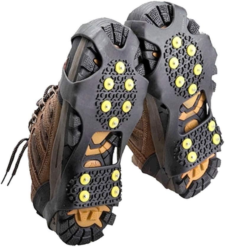 PandaLily Ice Cleats Crampons Traction Snow Grip for Boots Shoes 2Pcs 10Teeth Mountaineering Claws Anti-Slip Crampon Spike Ice Gripper Shoe Cover