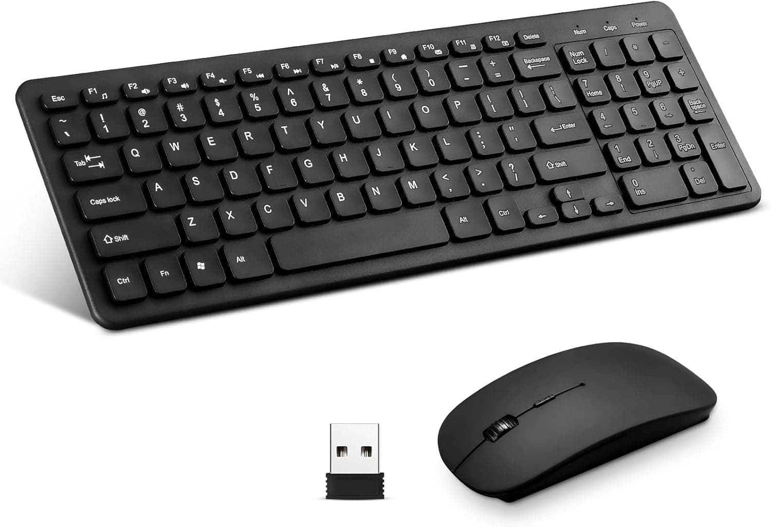 Wireless Keyboard and Mouse Combo, Compact Wireless Keyboard and Mouse Set 2.4G Ultra-Thin Sleek Design for Windows, Computer, Desktop, PC, Notebook, Laptop (Black01)