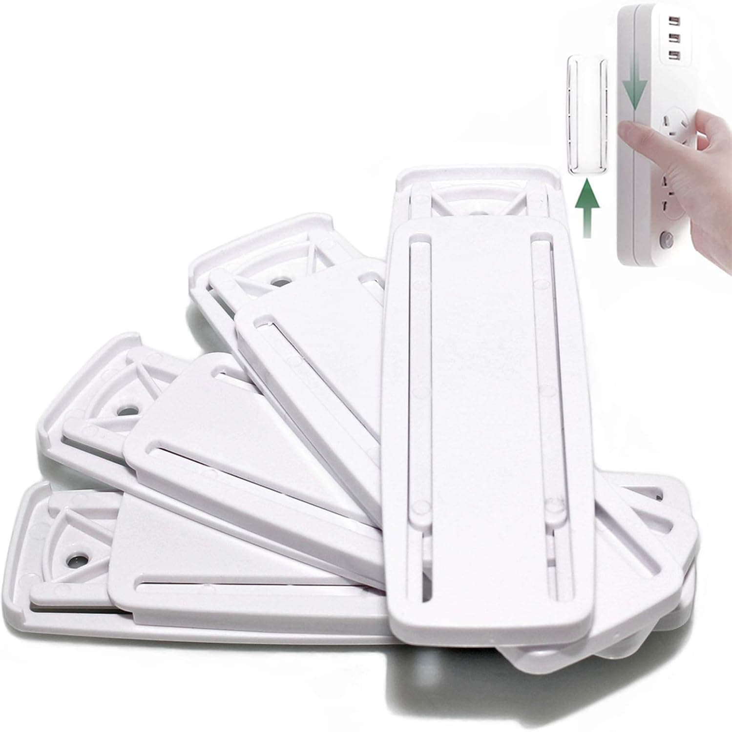 4 PCS Punch-Free Self Adhesive Power Strip Holder, Wall Mounted Power Board Fixator, for WiFi, Router, Computer Desk