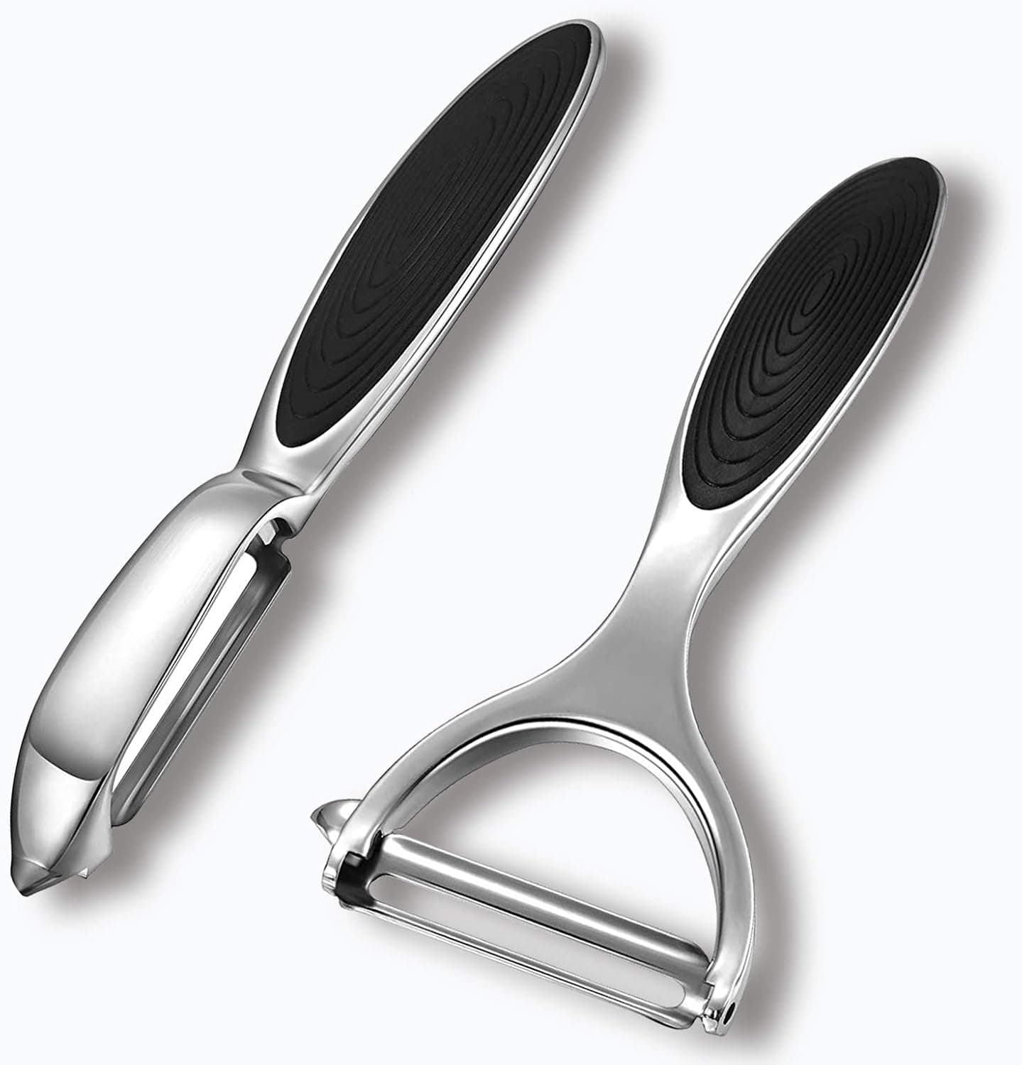 Vegetable Potato Peelers for Kitchen Peeler Stainless Steel for Potato Carrot Apple Veggie Fruit, Y-Shaped & I-Shaped Swivel Vegetable Peeler Anti-Slip Handle & Sharp Blades - 2 Pcs