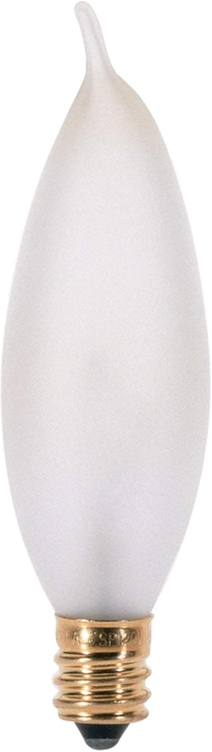 HC Lighting - E12 Candelabra Base 25 Watt Frosted Flame Tip 130 Volt Decorative Chandelier Light Bulb (10 Pack) (25w)