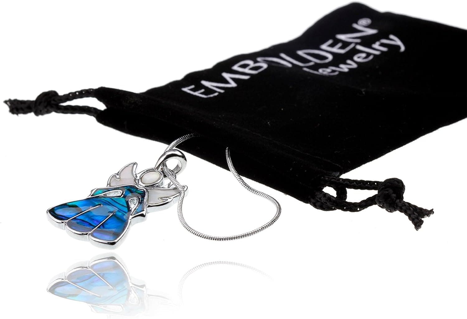 New Silver and Blue Green Abalone Paua Angel Flower Pendant Mood Necklace Women Girls Best Jewelry Gift
