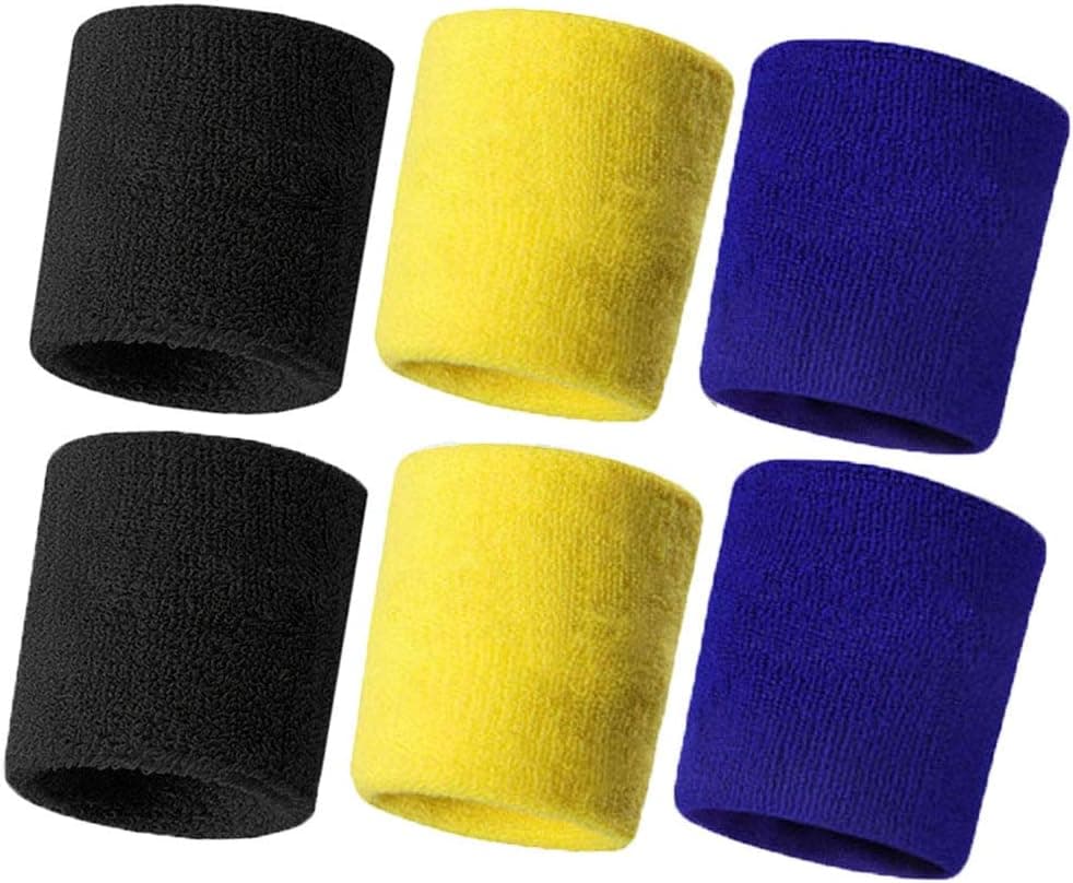 HANERDUN Wrist Sweatbands Thick Cotton Terry Cloth Wristbands for Men and Women Athletic Sweat Bands for Sports Tennis Gym Basketball