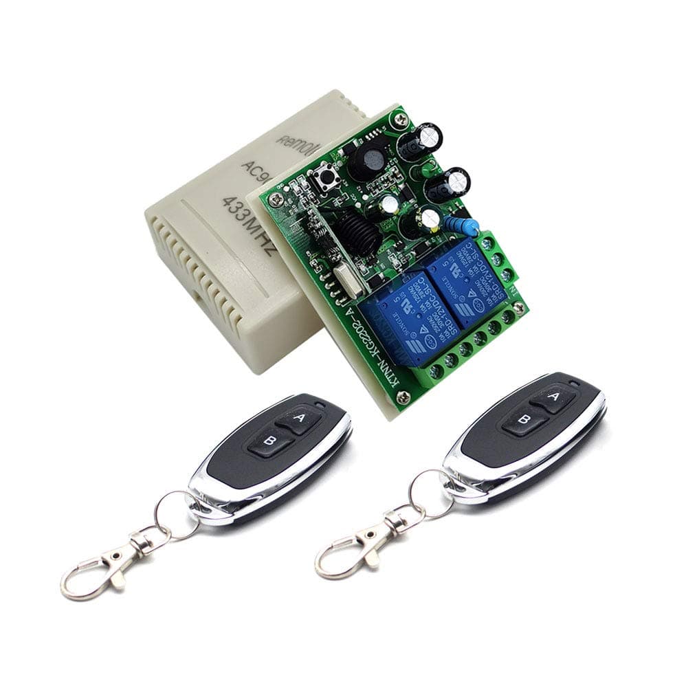 KTNNKG AC110V 220V 2CH Relay Module Remote Light Switch 433Mhz, 1 Relay Receiver with 2 RF Remote