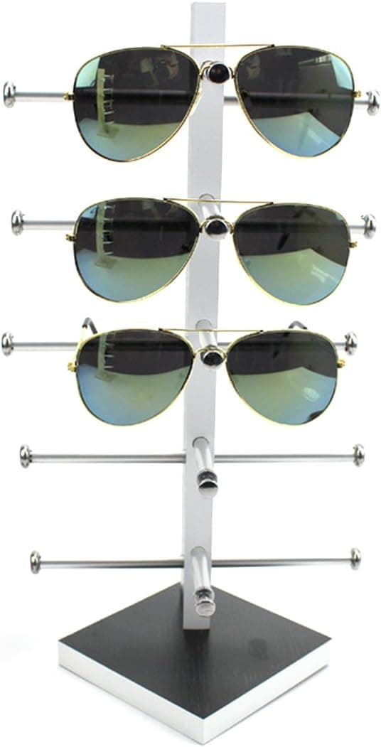 World Pride Display Rack, Petforu Wooden Sunglasses Holder Eyeglass Collections Display Stand (Black + White)