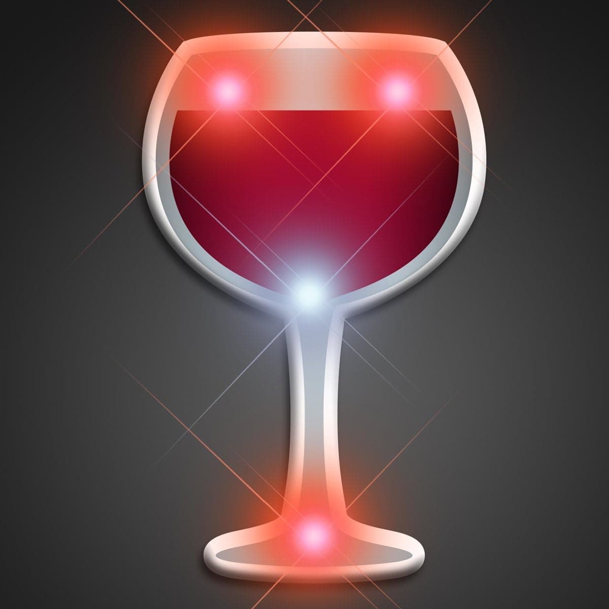Light Up Wine Glass Flashing Blinking LED Body Light Lapel Pins (5-Pack)