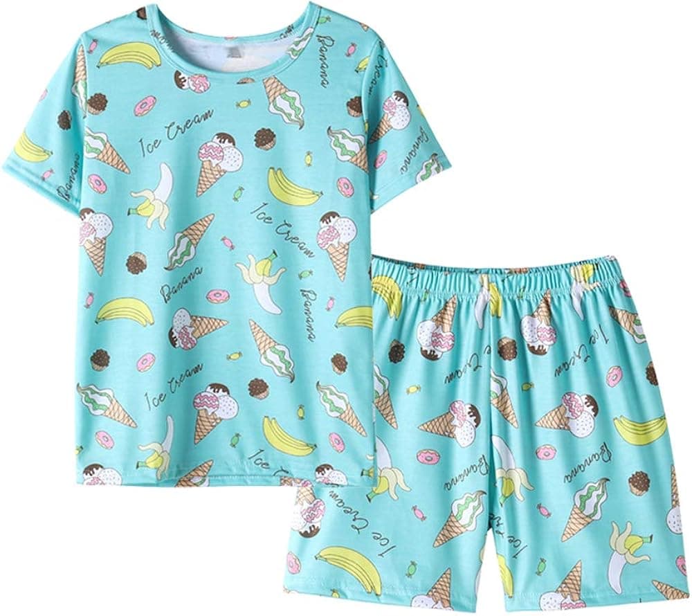 MyFav Pajama Set Big Girls Comfy PJS Lovely Heart Shape Printed Sleepwear Nighty