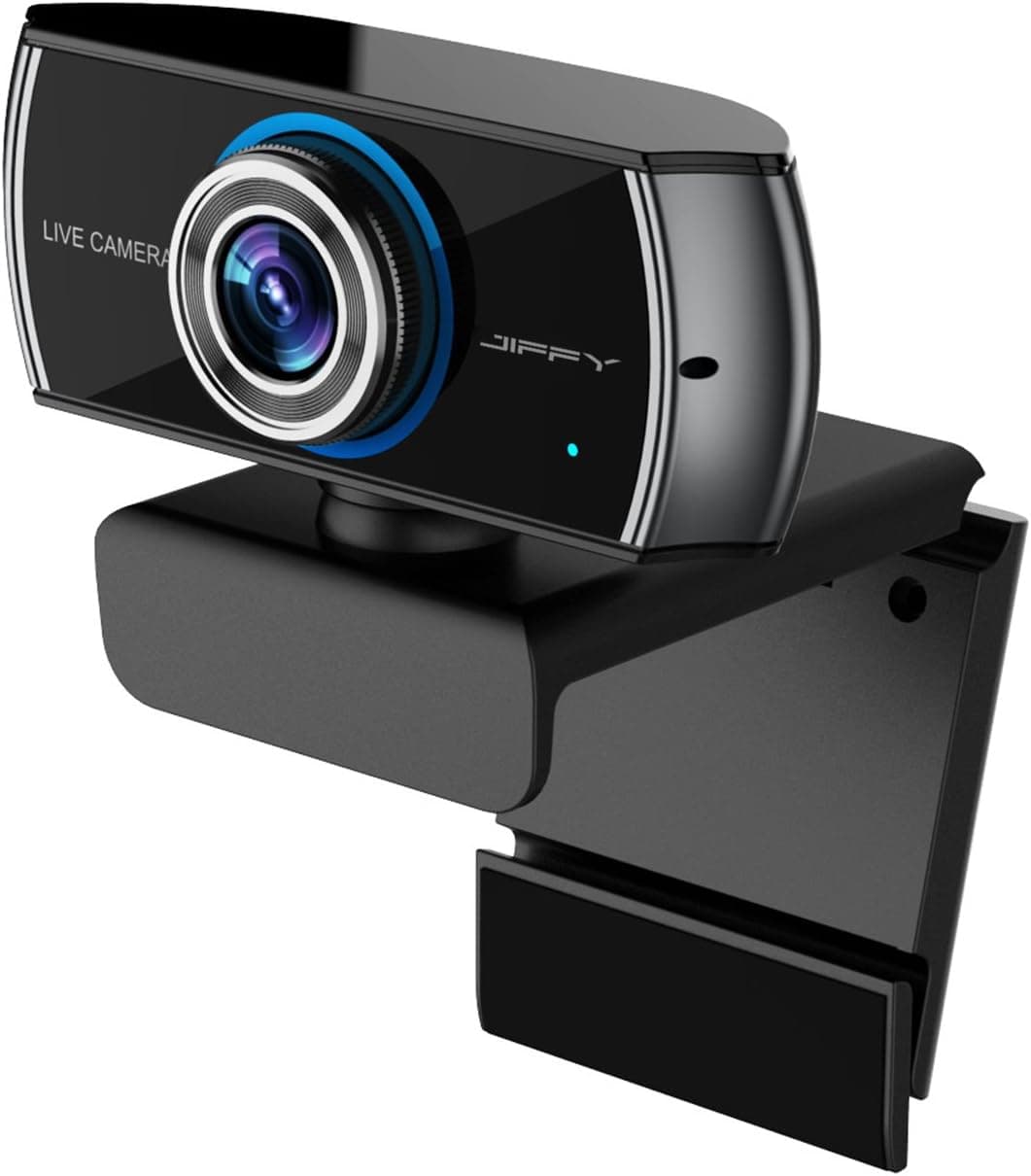 JIFFY C100 Full HD 1080P Streaming Webcam with Microphone and H.264 Technology, Widescreen Video Calling and Recording, Desktop or Laptop Webcam
