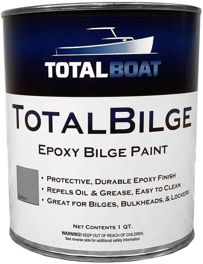 TotalBoat TotalBilge Epoxy Based Bilge Paint for Boat Bilges, Bulkheads, Engine Rooms and Locker Areas (Gray, Quart)