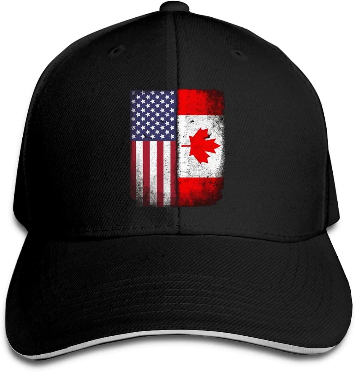 DQQXF07D Canadian American Flag Unisex Outdoor Rapper Hat Adjustable Strap