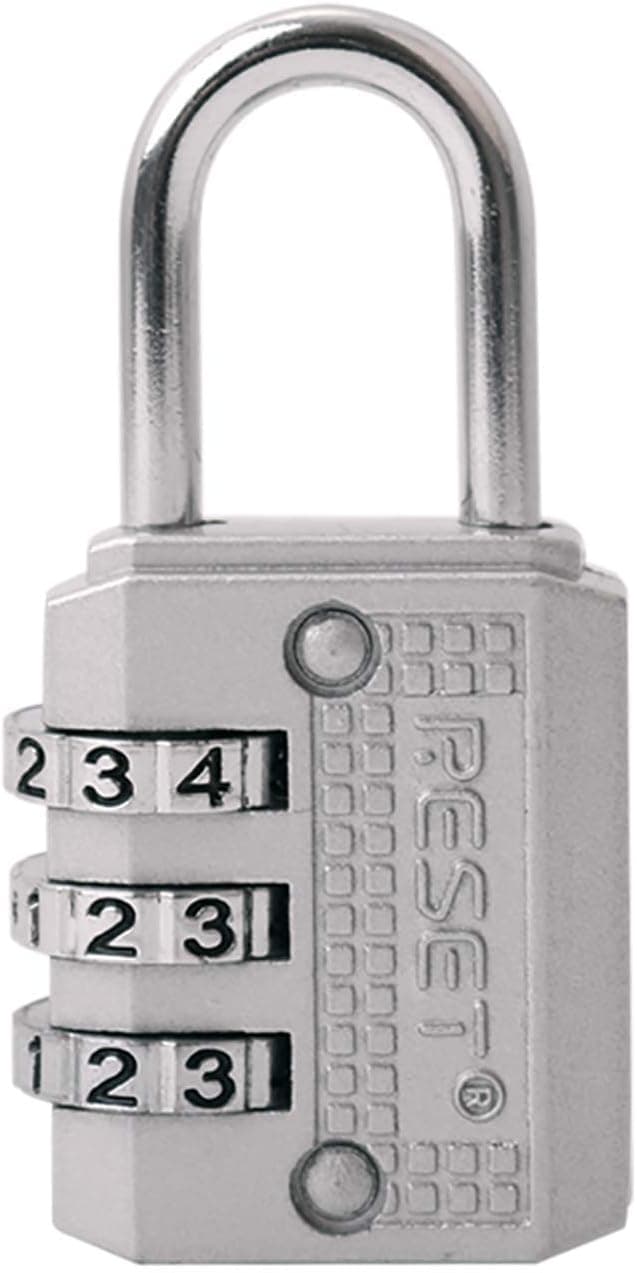 RESET-071 3 Digit Small Combination Lock Tiny Padlock for Mini Locker Box Luggage Suitcase Backpack Sliver