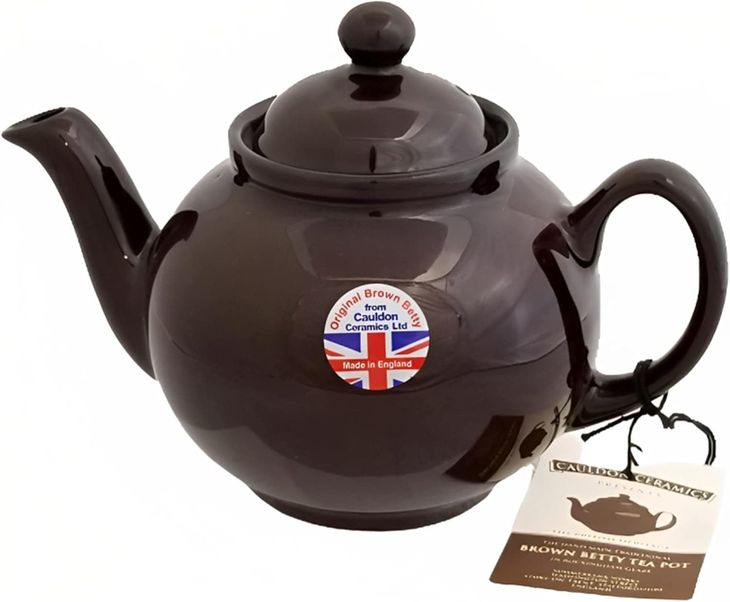 Cauldon Ceramics Classic Brown Betty Teapot | Hand Made 2 Cup Brown Betty Teapot | Made with Traditional Staffordshire Red Clay | Ceramic Teapot for Loose Leaf Tea or Teabags | 20 fl oz