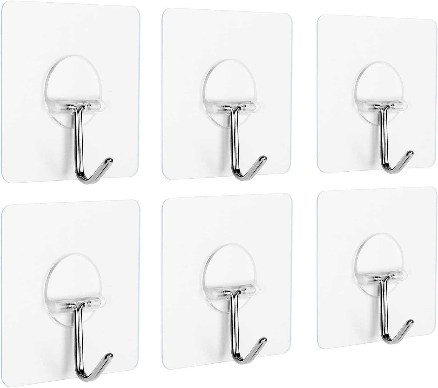 Anwenk Wall Hooks Adhesive Wall Hanging Hooks Stick On Hooks Ceiling Hanger Damage Free Hanging, Reusable Waterproof OilProof for Home, Bathroom, Kitchen, Refrigerator Door, Keys