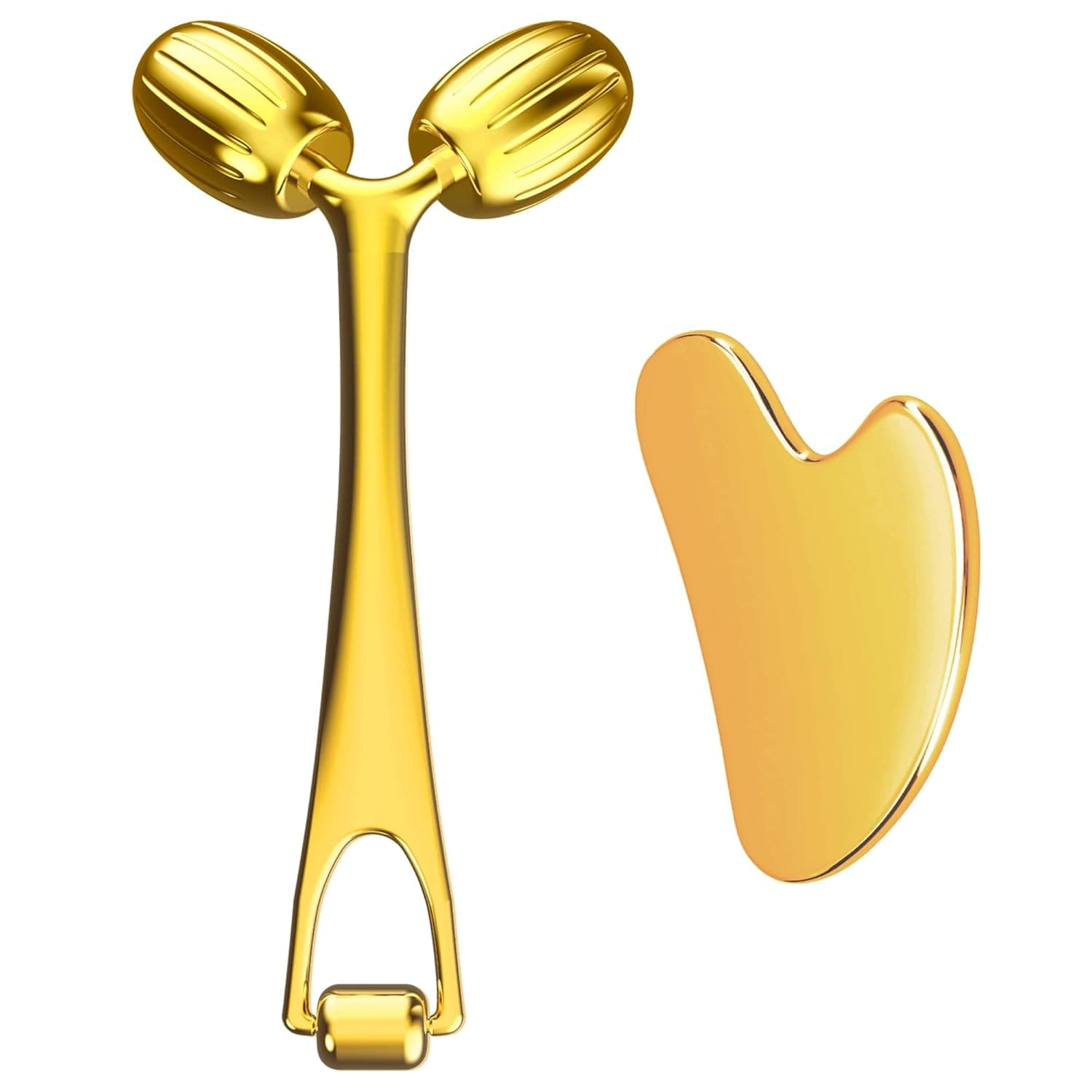 Winyoung Face Massage Roller and Gua Sha Set, Ice Metal Facial Roller and Gua Sha Massage Tool for Face Neck Eye Body, Eye Treatment Facial Skin Care