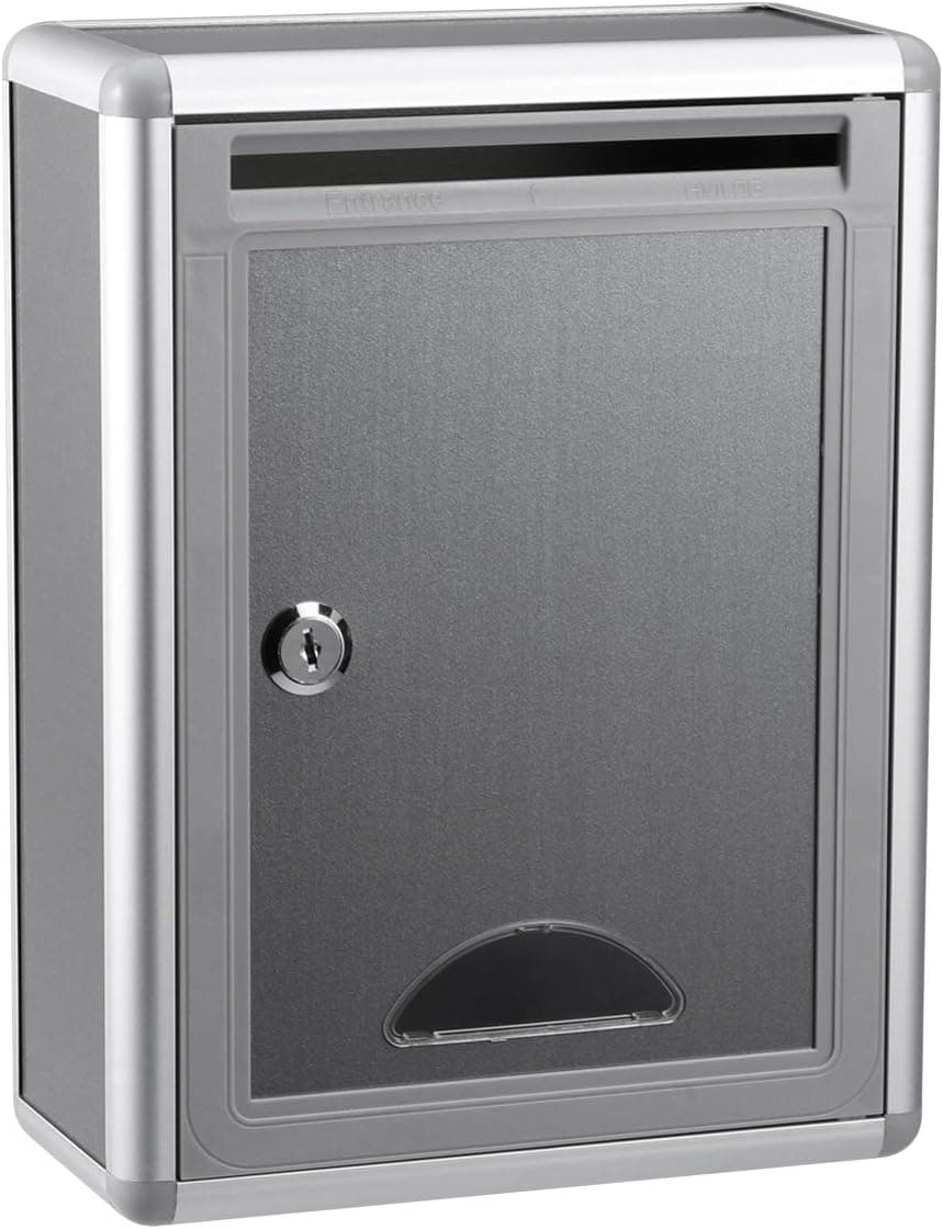 NUOBESTY Metal Letter Box Metal Drop Box Stainless Steel Mailbox Wall Mount Locking Mailbox Office Business Parcel Box for Door Wall Mailbox 28. 5x21. 5x10. 5cm