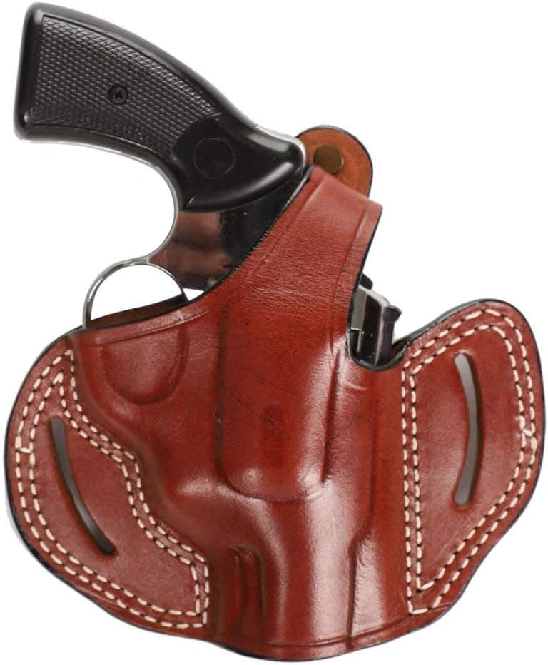 Pusat Holster Revolver Leather 2 inch OWB Holster Handcrafted for EAA Windicator Black-Brown