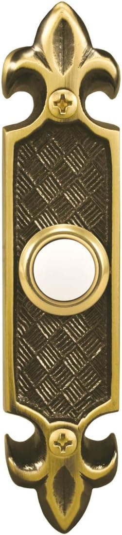 Heath Zenith 890-B Wired Push Button, Antique Brass with Lighted Center Button