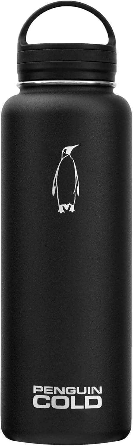 Penguin Cold Insulated Water Bottle | 40oz Wide Mouth Stainless Steel Water Bottle | BPA-Free, Tripple-Insulated, 18/8 Stainless Steel