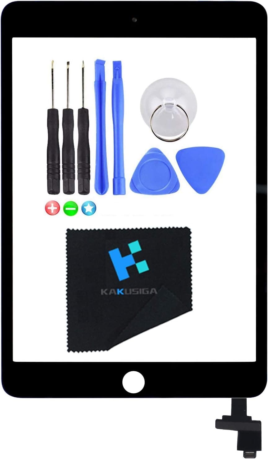 KAKUSIGA Compatible with iPad Mini 3 (3rd Generation) Display Touch Screen Digitizer Glass OEM Assembly, IC Chip, Adhesive Tape, and Repair Toolkit Without Home Button,not an LCD(Black)