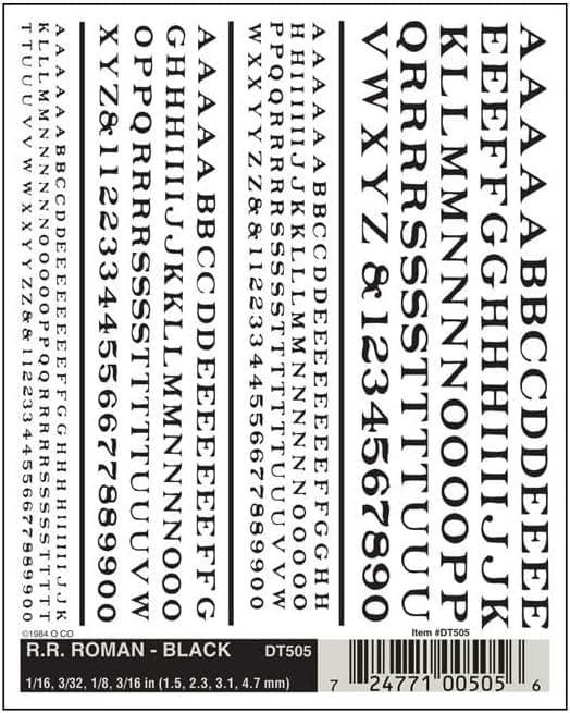 Woodland Scenics R.R. Roman Black Dry Transfer Decals
