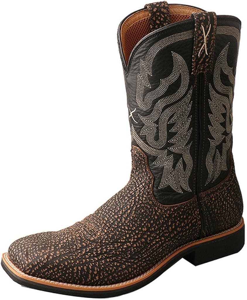 Twisted X Men's Top Hand Embossed Cowboy Boot Square Toe Brown 13 D