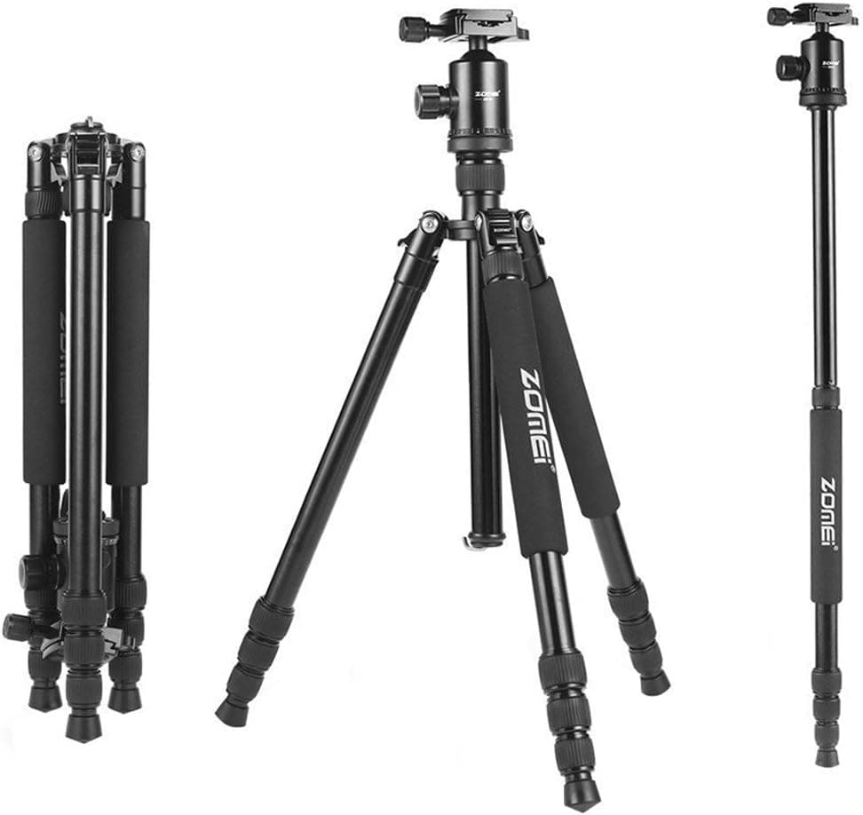 ZoMei Z888 Professional Portable Metallic Color Aluminium Tripod & Ball Head Compact Travel for Canon, Sony, Nikon, Samsung, Panasonic, Olympus, Cameras and Video Camera (Black)