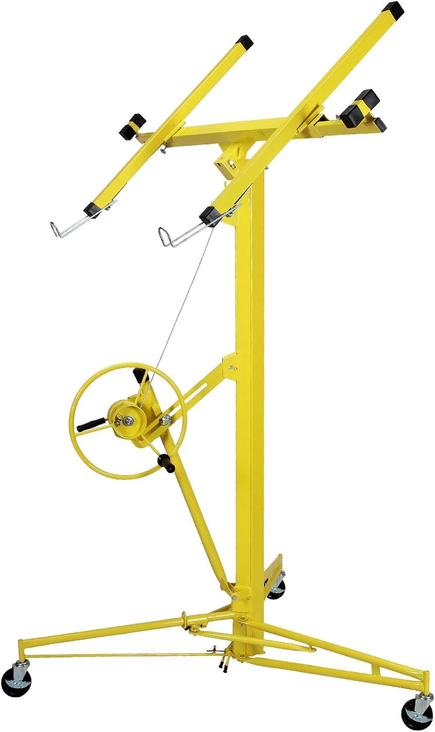 Unihome Drywall Lift 16 Feet Panel Hoist Jack Rolling Lifter Construction Tools Lockable w/Caster Wheel Yellow, 150 lbs