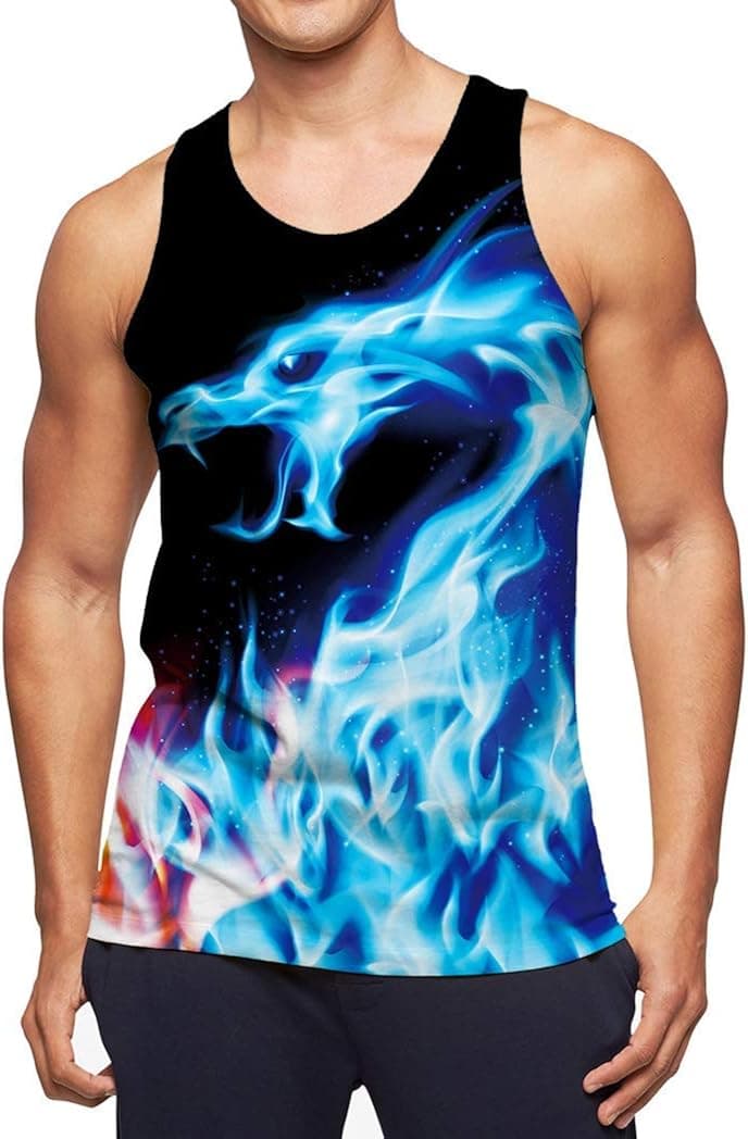 Leapparel Mens 3D Print Tank Tops Summer Casual Work Out Sleeveless Graphics Tees Sport Gym Shirt