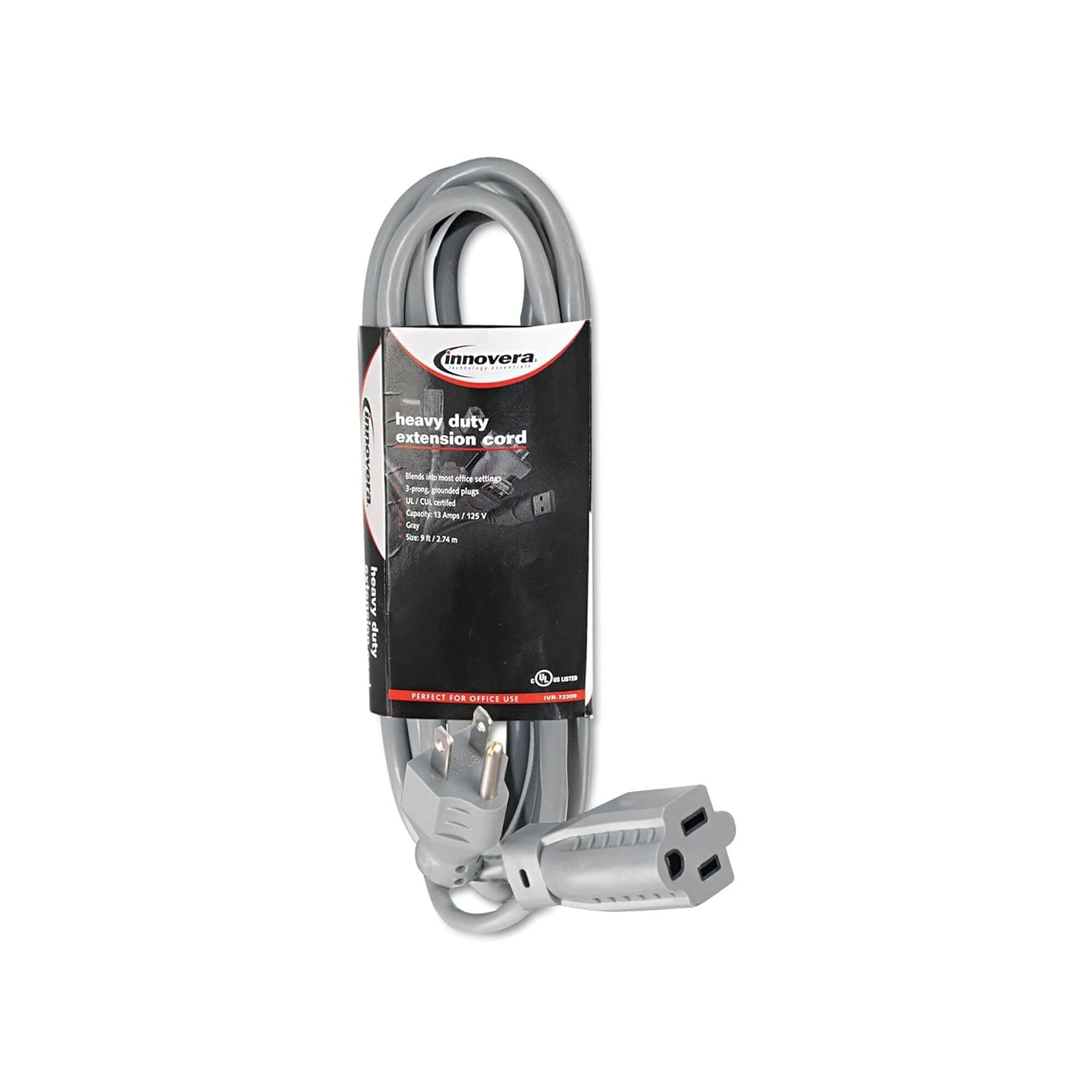 Innovera IVR72209 9 ft. Indoor Heavy-Duty Extension Cord - Gray