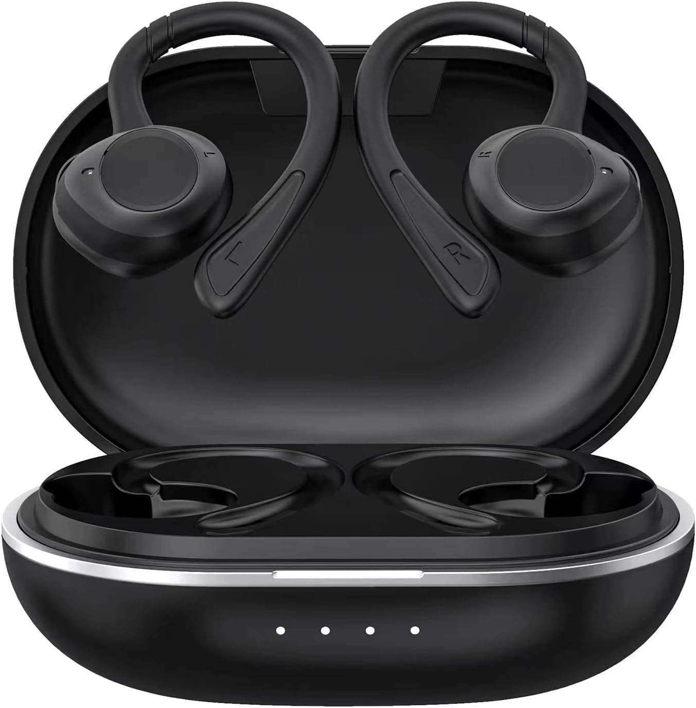 comiso Wireless Earbuds, True Wireless in Ear Bluetooth 5.0 with Microphone, Deep Bass, IPX7 Waterproof Loud Voice Sport Earphones with Charging Case for Outdoor Running Gym Workout (All Black)