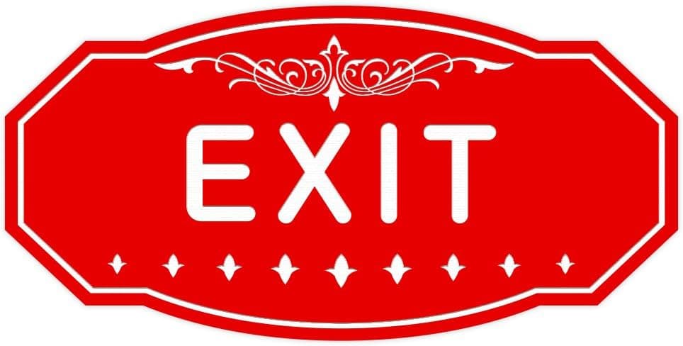 EXIT Victorian Door/Wall Sign (Red) - Small 3" x 6"