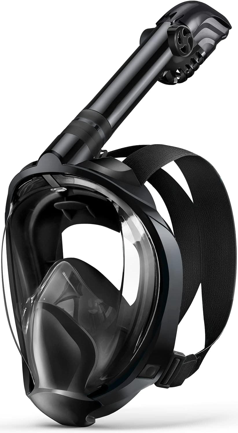 Mifanstech Full Face Snorkel Mask,Snorkeling Gear for Adults Diving Mask Latest Safety Breathing System Foldable 180 Panoramic View Swimming Mask Anti-Fog＆Anti-Leak with Detachable Camera Mount