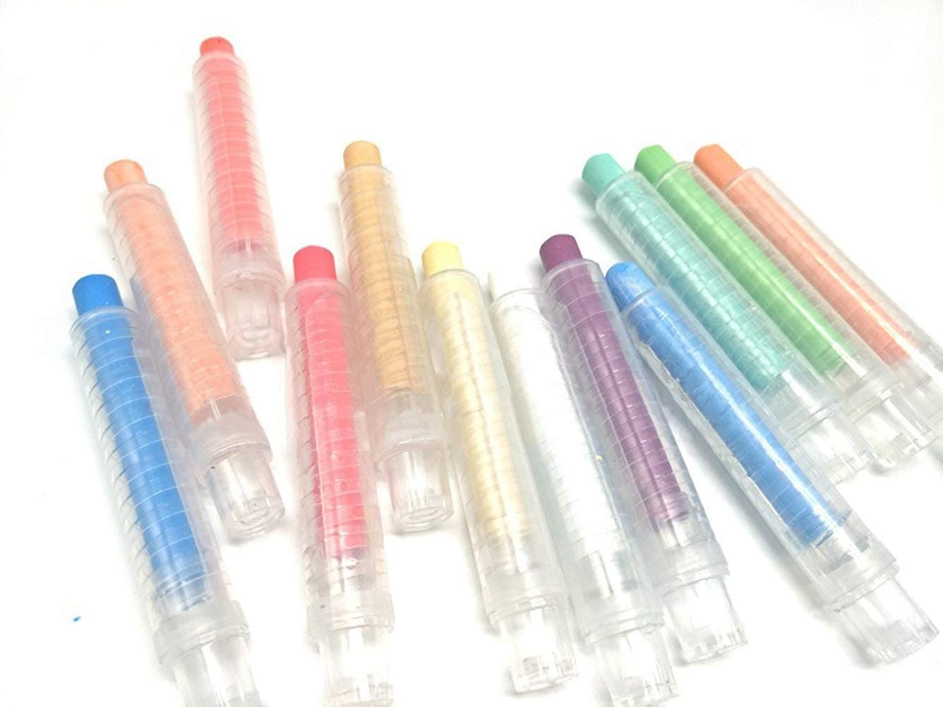 Dustless Twistable Chalk Non-toxic Colored Chalk 1.0mm Tip Art Tool for Whiteboard Blackboard Kids Children Drawing Writing, 12 Pack