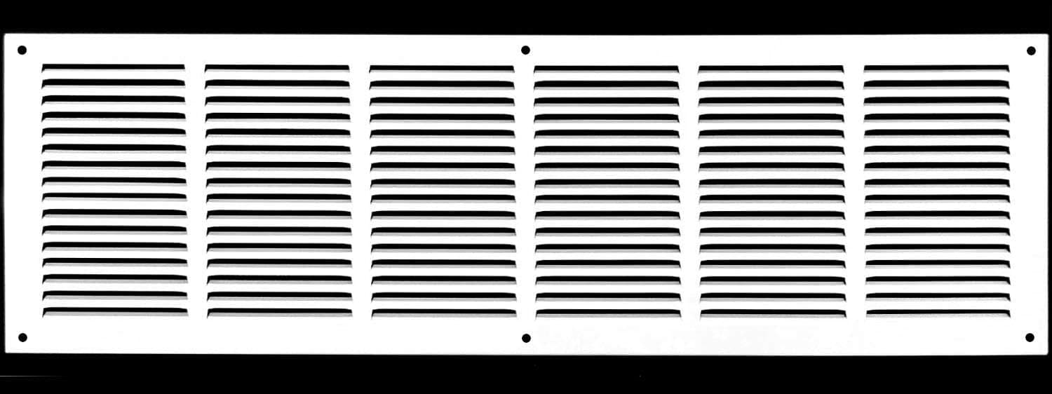30"w X 10"h Steel Return Air Grilles - Sidewall and Ceiling - HVAC Duct Cover - White [Outer Dimensions: 31.75"w X 11.75"h]