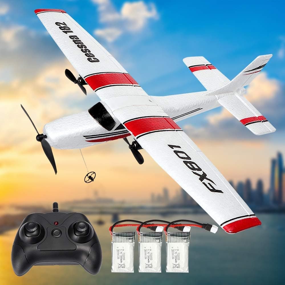Fergio RC Plane Remote Control Airplane,RC Plane 2.4GHZ 2 Channel Ready to Fly Model Gliding Plane Easy to Fly for Beginner(3 Batteries)
