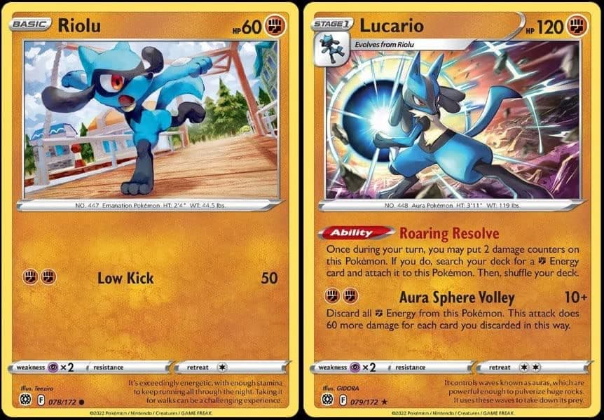 Lucario 079/172 Brilliant Stars - Evolution Pokemon 2 Card Lot - Stage 2