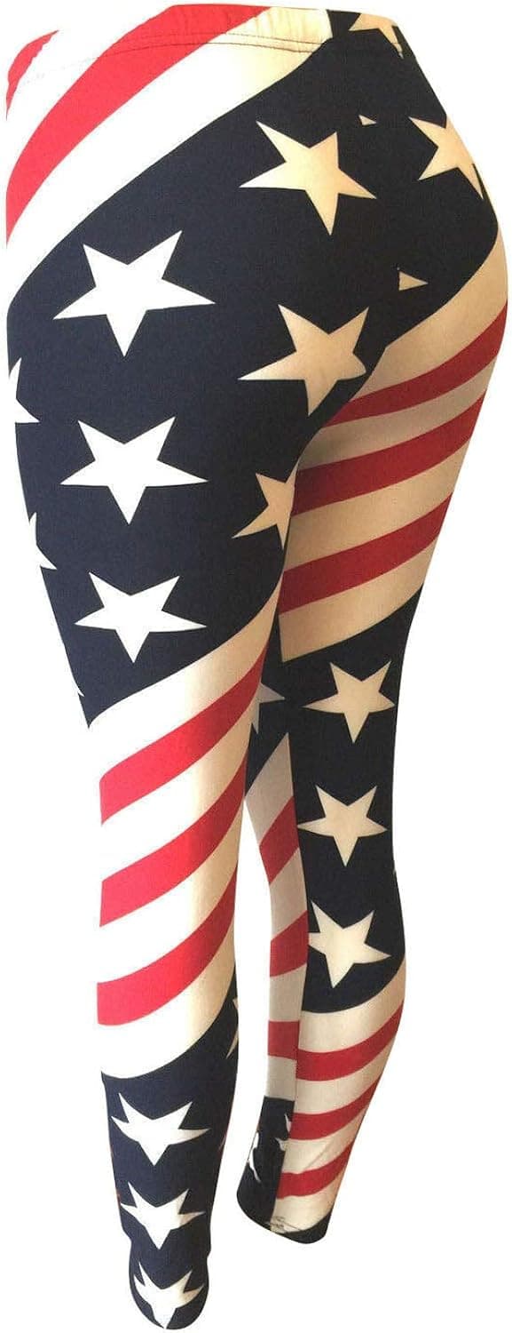 NY GOLDEN FASHION Women American Flag Leggings USA Flag Patriotic Soft Strenchy Leggings Pants