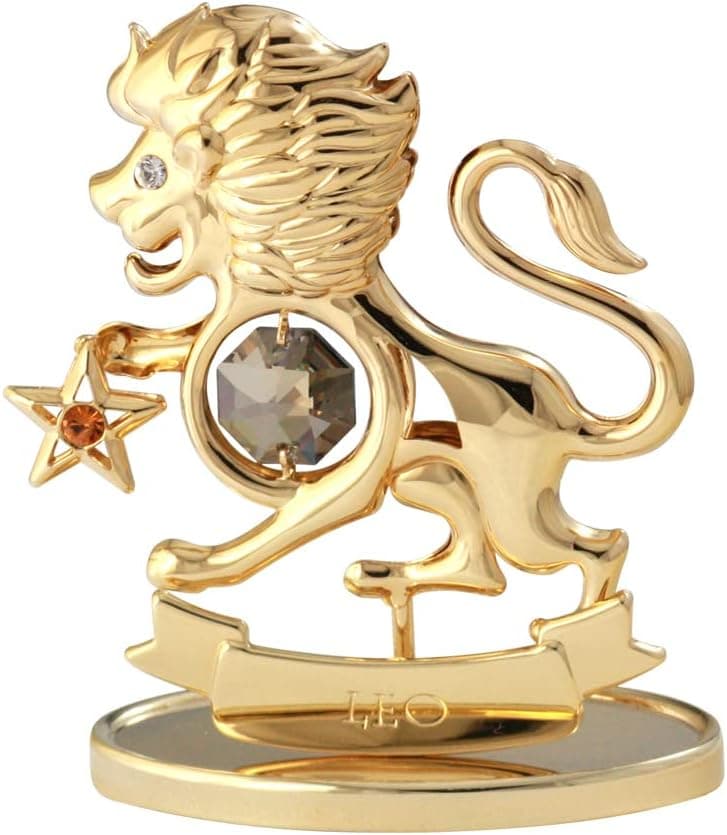 CRYSTOCRAFT Leo Gift, Constellation Ornament with Austrian Crystal, Zodiac Sign Crystal Ornament, Constellation Decor Collection Gift for Birthday Christmas (Leo(Gold))