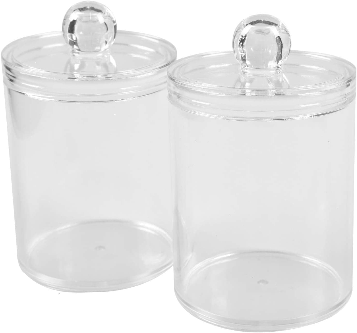Timoo Qtip Holder, 2 Pack Acrylic Qtip Holder with Lid for Swab, Makeup Sponges, Brushes (Clear)