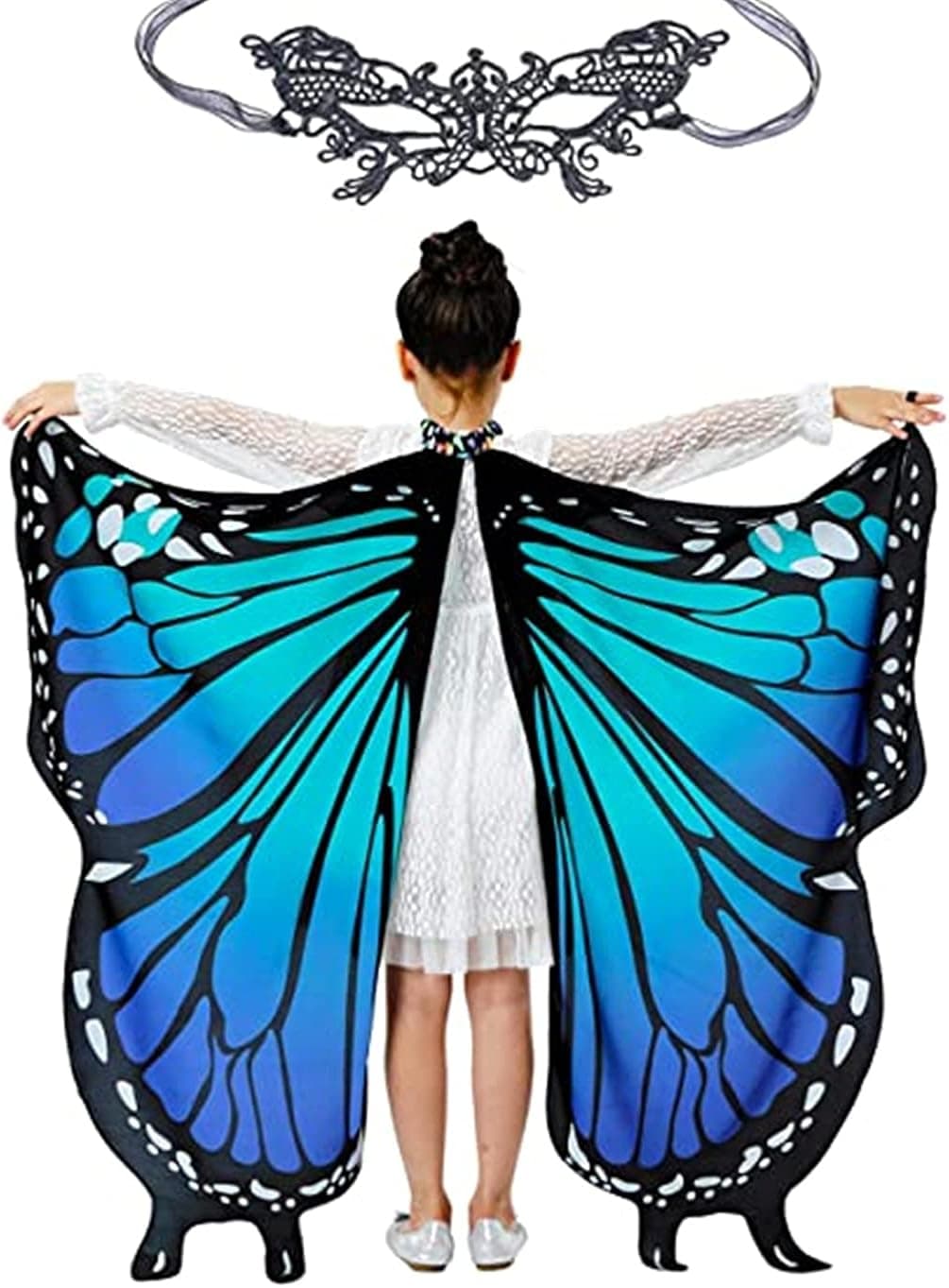 Butterfly Wings for Girls Kids Halloween Costume Fairy Shawl Festival Rave Dress