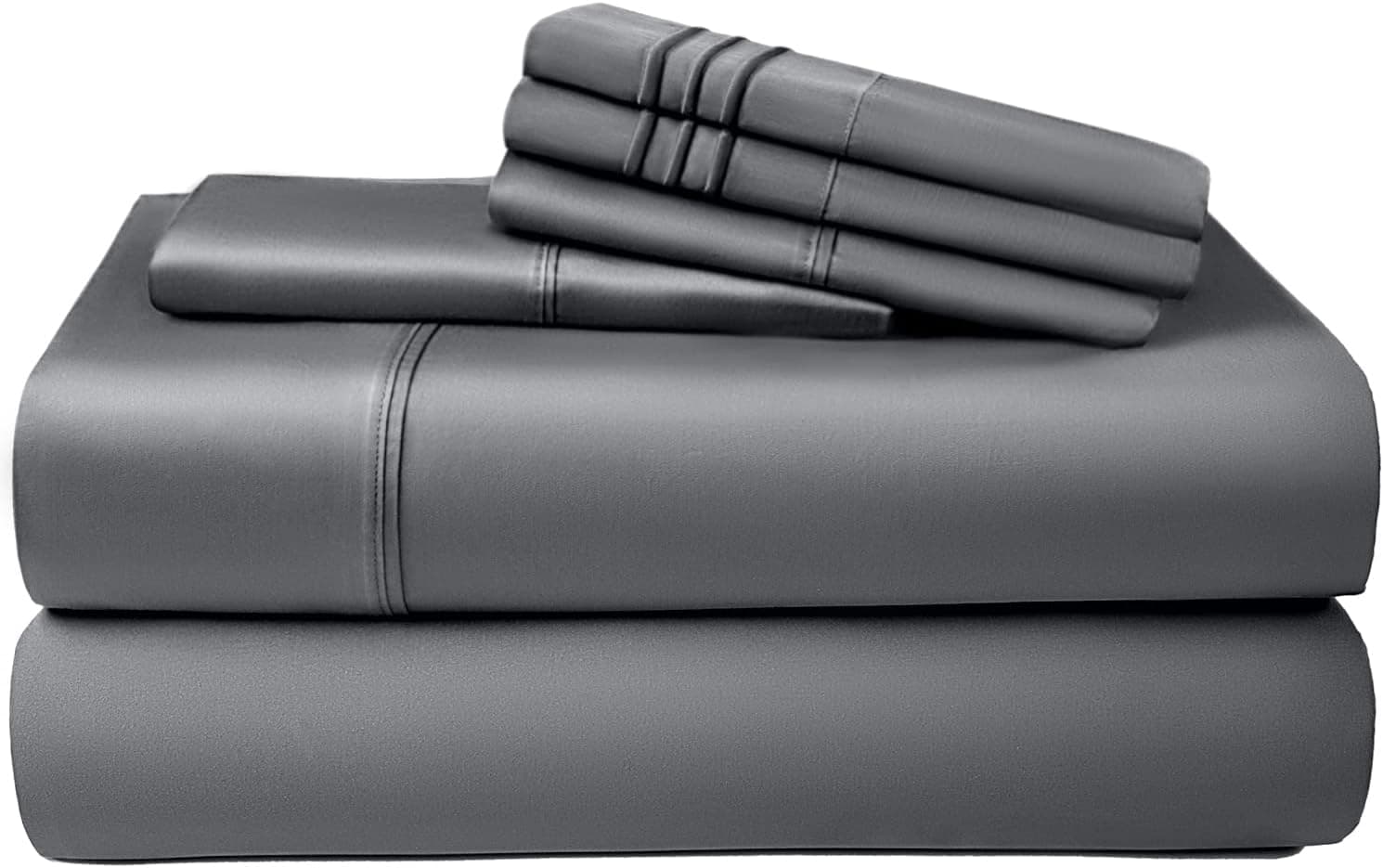 SONORO KATE 100% Bamboo Sheets Full Size Bed Sheets 6 Piece Set,Super Soft Breathable& Cooling,Deep Pockets 16",Silky Soft,Durable,Machine Washable,Lifetime Quality Promise (Grey,Full)