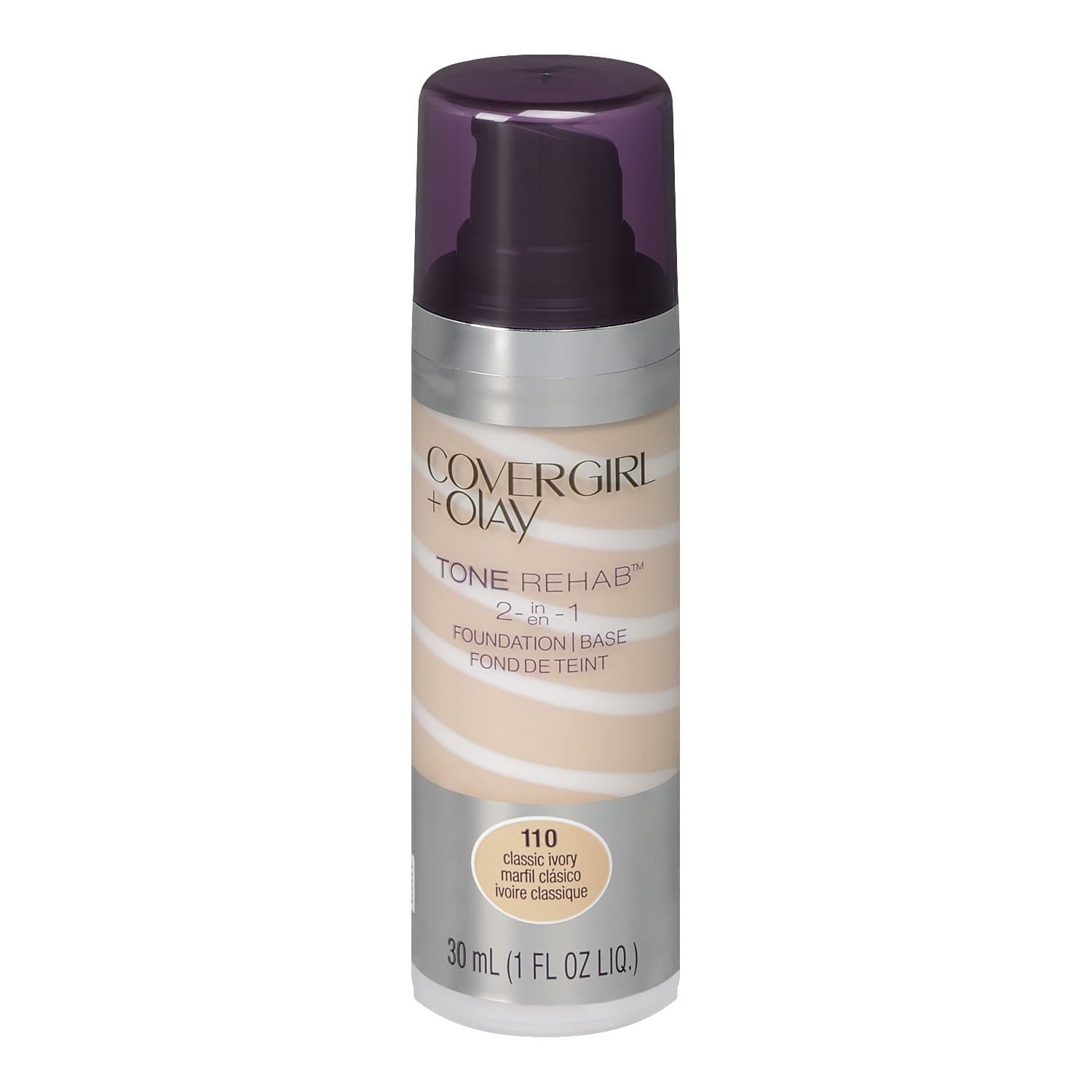 COVERGIRL and Olay Tonerehab 2-In-1 Foundation, Classic Ivory 110, 1 Fluid Ounce