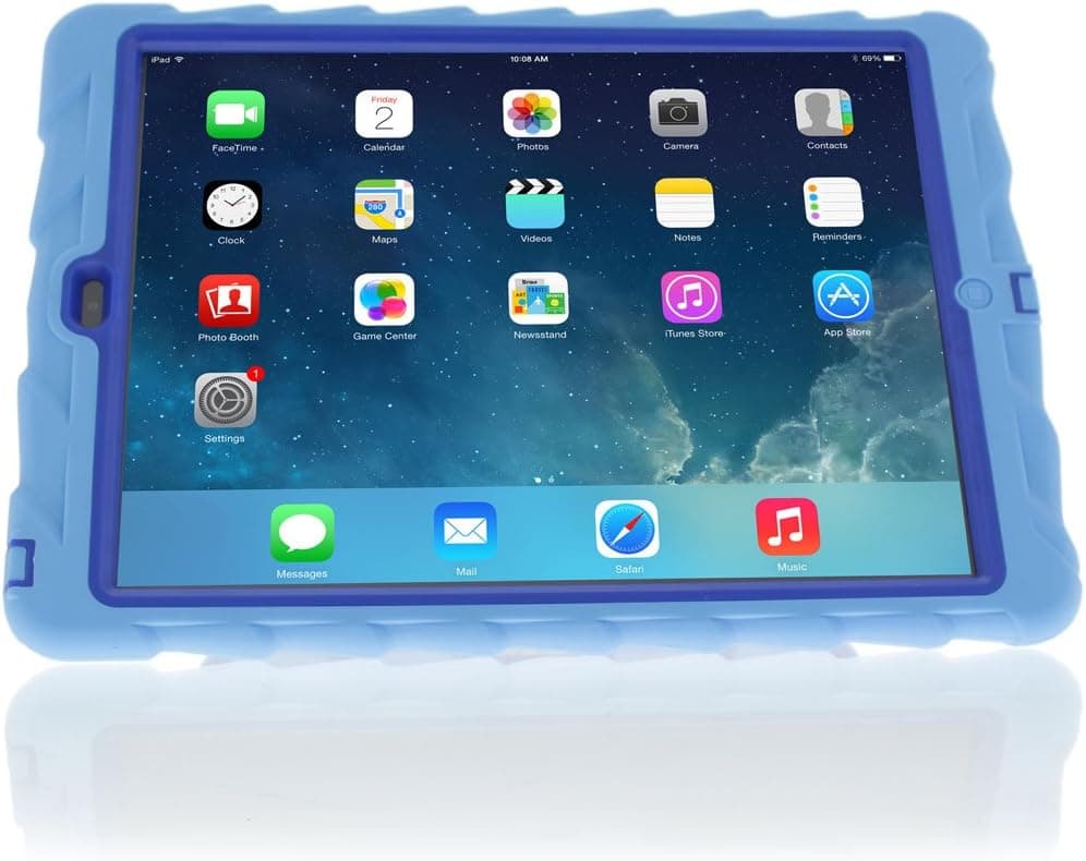 Apple iPad Air Hideaway with Stand Light blue Gumdrop Cases Silicone Rugged Shock Absorbing Protective Dual Layer Cover Case