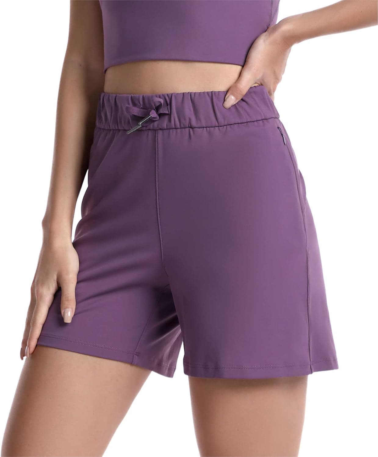 Sunzel Hiking Shorts Women Quick Dry Athletic Running Yoga Gym Workout Lounge Comfy Active Shorts with Zipper Pockets 2.5" 5"
