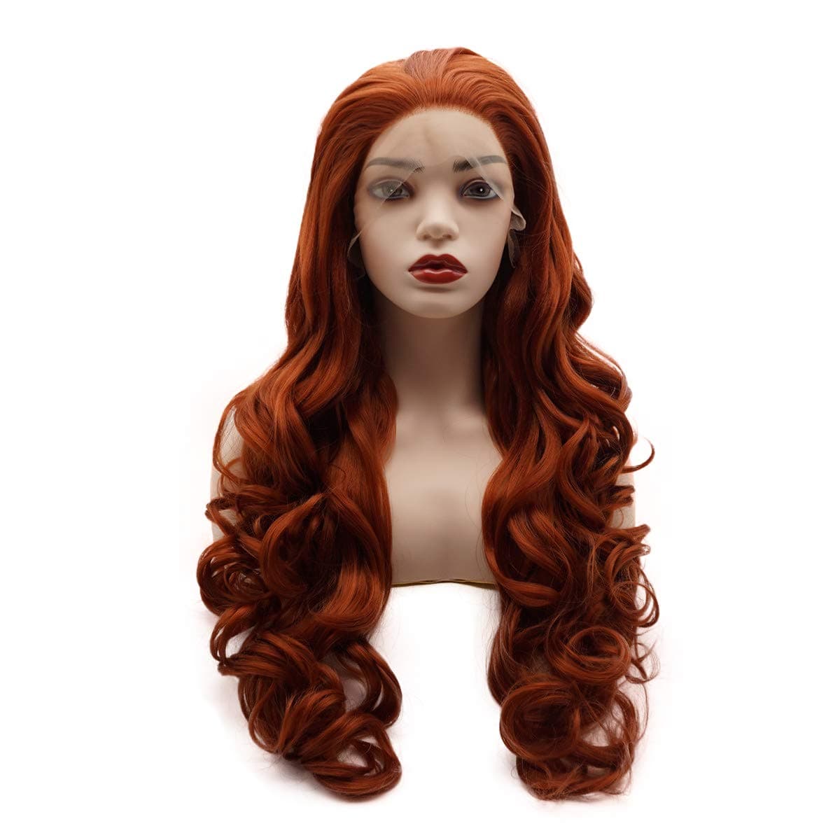 通用 Gaotao Hair Synthetic Lace Front Wig Wavy Long 26inch Wine Red Heavy Density Realistic Heat Resistant Wig