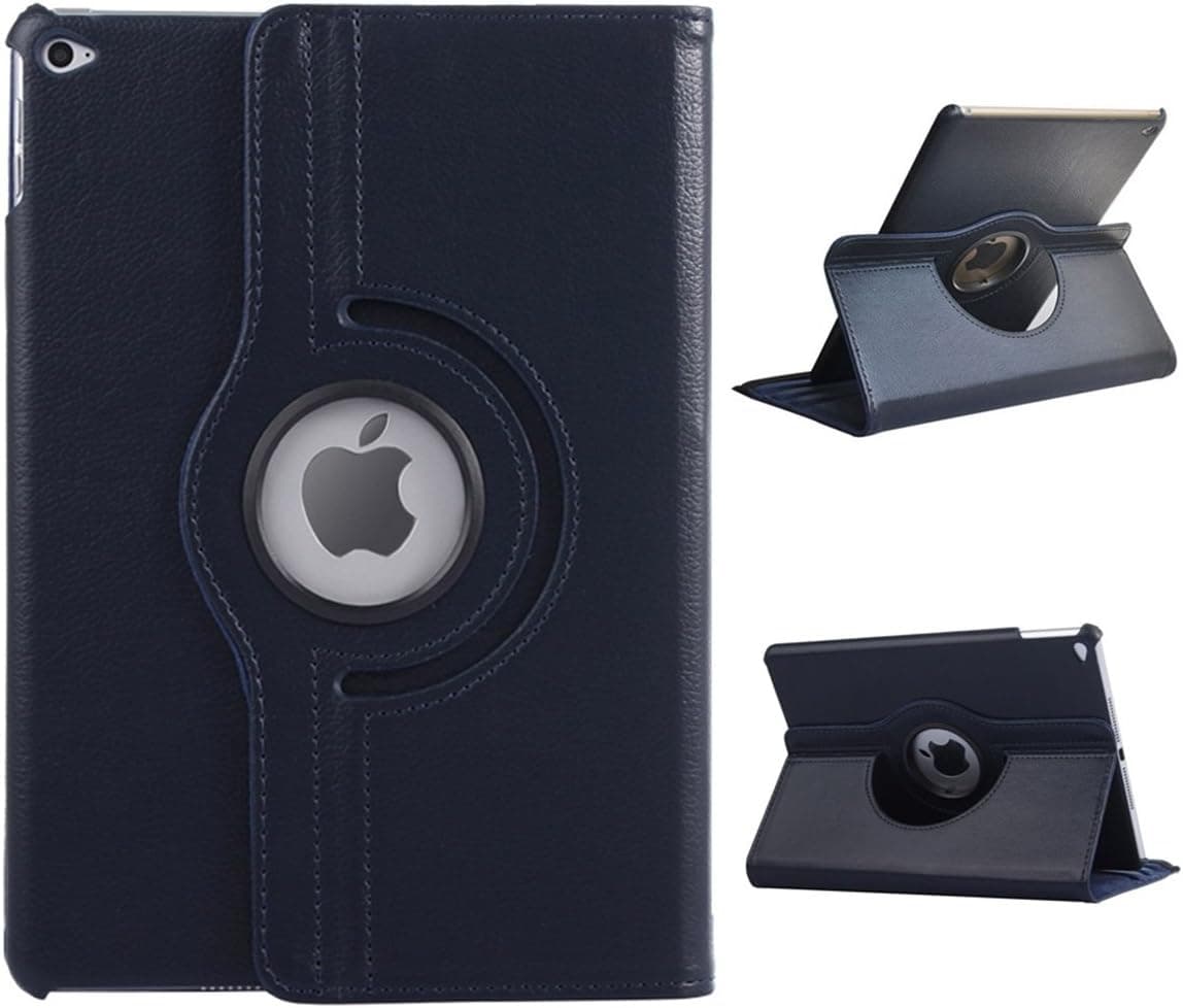 GARUNK iPad Air 2 Case - Slim-Fit Leather Folio 360 Degree Rotating Multi-angle Smart Stand Cover Case for Apple iPad Air 2 [iPad 6] 2014 Release - Dark Blue